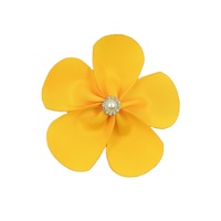 Flores de cinta de grogrén con roseta de pétalos con botón acrílico utilizado para accesorios para el cabello