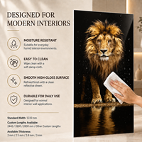 Panneau mural décoratif en PVC anti-UV MORLENX Lion Art, imperméable et facile à nettoyer, idéal pour les murs d'accentuation des halls d'hôtel