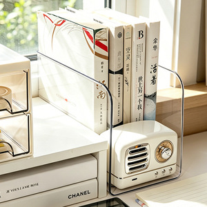 Transparent acrylic bookshelf, desk <b>shelf</b>, book stand, <b>desktop</b> bookend, document and book storage box - a must-have! - Product Image 4