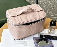 Grande trousse de toilette en cuir PU imperméable à motif lézard, grande capacité, avec poignée, sac de maquillage, pochette de voyage, organiseur
