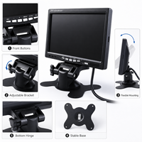 Moniteur couleur TFT LCD 7 pouces pour voiture, écran de recul HD, entrée vidéo 2 canaux pour camion, bus, semi-remorque, excavatrice 12-36V