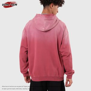 Sweat à capuche vintage délavé pour homme, 480 g/m², 100 % coton, coupe ample à épaules tombantes, motif uni, style hiver - Product Image 4