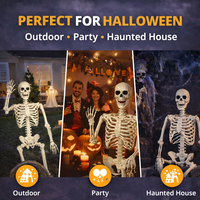Decoración de Esqueleto de Halloween de 165 cm (5 pies), Tamaño Real, Articulado, para Jardín, Fiestas y Casas Encantadas