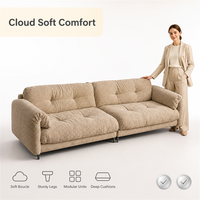 Canapé modulaire en tissu bouclé 3 places, coussin moelleux, confortable, mobilier de salon, vente en gros, fourniture d'usine