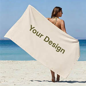 Serviette de plage en coton imprimée sur mesure en velours, luxueuse et douce - Product Image 1