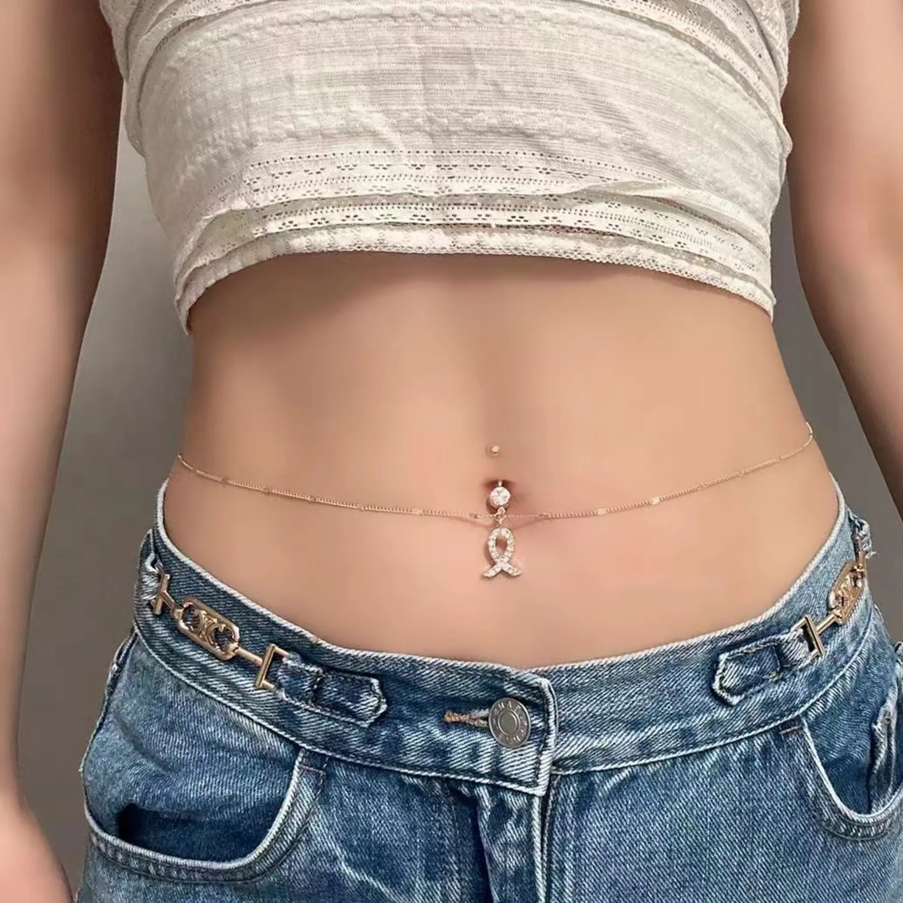 Wholesale High Quality Casual Excellent Stainless Steel Women Sexy Belly Ring Waist Chain