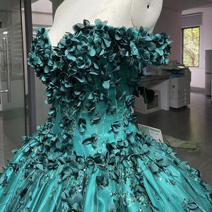 אמרלד ירוק quinceanera שמלות <span class=keywords><strong>maxi</strong></span> 3D חרוזים מעל כתף כדור כתף שמלות סטידו 15 פסנתרים מתוק lsrz29 - Product Image 4