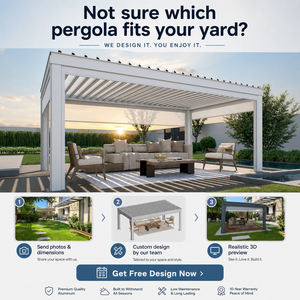 Pergola moderne intelligente en aluminium à lattes effet <span class=keywords><strong>bois</strong></span> avec éclairage RGB contrôlable par application et capteur de pluie automatique - Product Image 2