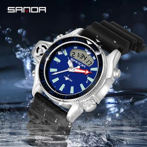 Reloj Deportivo Digital de Cuarzo para Hombre SANDA 3008, Reloj de Buceo Creativo, Reloj Despertador Impermeable con Pantalla Dual - Product Image 4