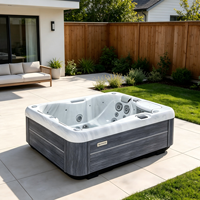 VIRLUX Spa Moderne Écologique pour 2 Adultes + 1 Chaise Longue, 25 Jets de Massage pour la Détente dans un Petit Jardin, Bain à Remous Hydrothérapie