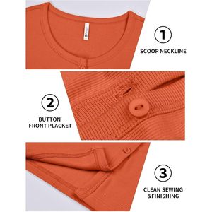 Camisa de Manga Larga Acanalada Personalizada para Mujer, Cuello Redondo con Botones, Estilo Casual, Largo Regular, Color Sólido - Product Image 5