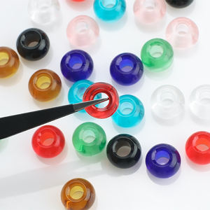 Cuentas sueltas de cristal redondas con agujero grande de 9x14MM, Cuentas planas de cristal transparente para hacer joyas, <span class=keywords><strong>abalorios</strong></span> para mujer, costura hecha a mano DIY - Product Image 4