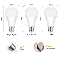 Vente en gros d'ampoules Led rondes 5W E27 pièces de lampe matière première ampoule LED A60 pour la maison chambre à coucher cuisine salon éclairage de bureau