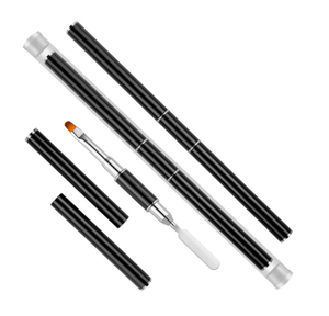 Double End Stainless Steel Nail Pusher Brush Extra Fine Synthetic Filbert Gel <b>Builder</b> Brush for Manicure Tools - Product Image 5