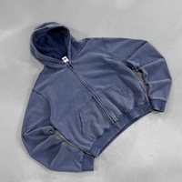 Sweater Hoodie Zipper Vintage 430gsm Custom Logo Grosir Pabrik Model BOXY Bahan Terry