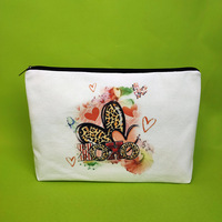 Pochette de maquillage personnalisée en toile imprimée en couleur, style bohème, trousse à crayons, porte-monnaie, pochette de rangement à fermeture éclair, sac cosmétique multifonction en coton