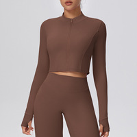 Veste de sport zippée pour course à pied, yoga et fitness, amincissante, à manches longues, pour filles, vêtements de yoga à séchage rapide pour femmes