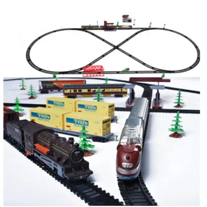 इलेक्ट्रिक ट्रेन खिलौने सुपर लंबे ट्रैक प्रकाश ध्वनि के साथ सेट क्लासिक/आधुनिक लोकोमोटिव ट्रेन खिलौने बच्चों के लिए लड़कों उपहार