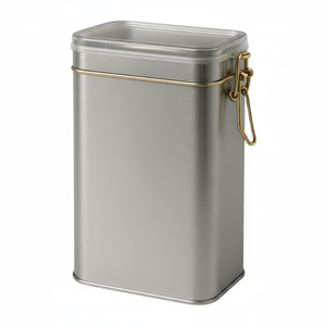 Caja Rectangular de Hojalata Kontensan L492 de 1 y 1.5 Litros para Té, Café y Bebidas Calientes, 75x100x189mm, Cierre de Alambre, Tapa Transparente - Product Image 2