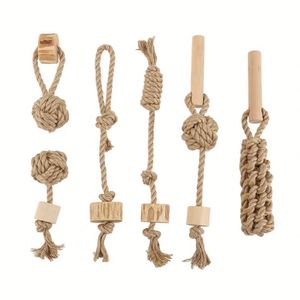 Jouets en corde pour chiens agressifs, jouets en chanvre tressés à la main pour l'entraînement, jouets interactifs pour la dentition des chiens, cordes de jeu robustes à tirer - Product Image 1