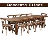 Table à manger en bois de pin antique de style ferme, pliable, pour usage commercial dans les hôtels, les mariages et les salons