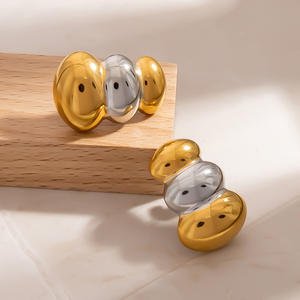 Stud Earrings Gold Silver Color Block Geometric Zinc Alloy Stainless Steel <b>Post</b> For Women Gift - Product Image 2