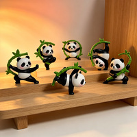 Anime Resin Figuurtjes Set Martial Arts Panda Figuren Zen Tuin Bureaudecoratie Chinese Stijl Kerst Healing