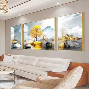 Toile imprimée arbre doré porcelaine cristal moderne grande <span class=keywords><strong>peinture</strong></span> abstraite d'art mural avec cadre - Product Image 3