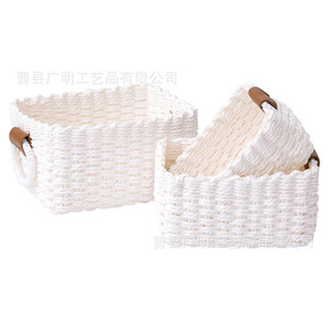 Handmade Imitation Rattan Woven <b>Storage</b> <b>Basket</b> Rectangle Shape Desert Colors For Home Toys Organizer Desktop <b>Storage</b> - Product Image 5
