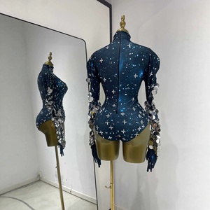 Body de lentejuelas de cuello alto <span class=keywords><strong>para</strong></span> mujer, estilo industrial, <span class=keywords><strong>para</strong></span> cantantes y bailarinas de pole dance en plataforma - Product Image 4