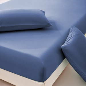 Màu Xanh Rắn Màu <span class=keywords><strong>Nylon</strong></span> Spandex Pha Trộn 3Pcs Bộ Đồ Giường Được Trang Bị & Phẳng Sheets Home Dệt May Tấm Ga Giường Thiết Lập Nhà Cung Cấp - Product Image 6