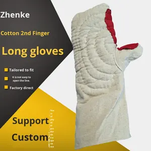 Zhenke ZK-0000 Canvas Katoenen Palmhandschoenen Verdikte Verlengde Hoge Temperatuurbestendige Twee Vinger Warmte-Isolatie Anti-Brandwond - Product Image 2