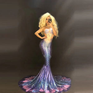 Abbigliamento taglie forti NOVANCE brillanti diamanti glitterati sirena abiti da festa per le donne <span class=keywords><strong>vestito</strong></span> di lusso per la festa tappeto <span class=keywords><strong>rosso</strong></span> - Product Image 4