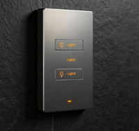 Interruptor Inteligente Moderno de Lujo, Sin Cable Neutro, Color Dorado Gris, Tuya Zigbee, Interruptor de Pared con Botón Pulsador para Mansiones