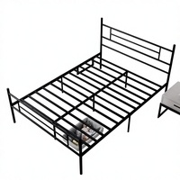 Cadre de lit double en fer forgé, style nordique moderne minimaliste, luxe léger, avec sommier silencieux épaissi pour chambre à coucher