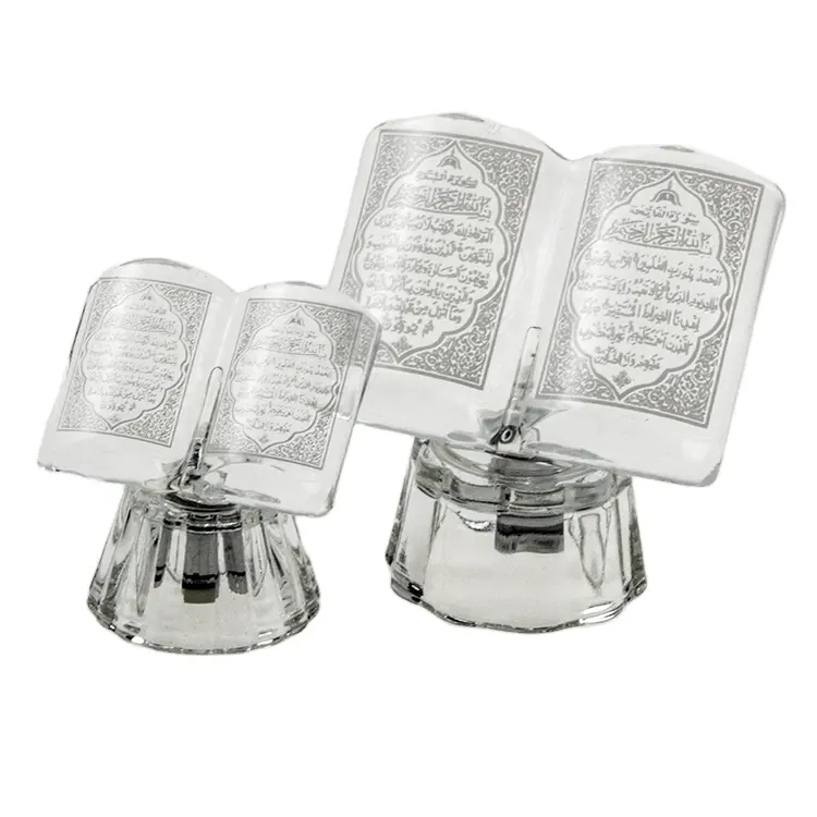 HDW-CQ1Wholesale Musulmano Regali di cristallo Libro del Quran con LED del basamento per la Cerimonia Nuziale del Regalo Islamico