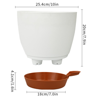 Pot Bunga Plastik PP Tahan Lama dengan Sistem Penyiraman Otomatis, Lubang Drainase, Kapasitas 10.29L, Besar, Modern Minimalis, Dekoratif untuk Meja Rumah