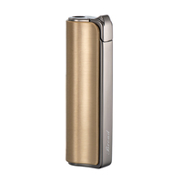 Briquet à allumage par pression en métal avec logo personnalisé, résistant au vent, flamme bleue, briquet à butane gonflable pour cigarettes, cigares, accessoires de fumeur