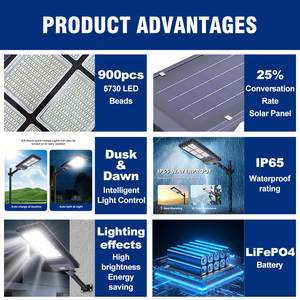 Farola Solar LED Integrada Todo en Uno <span class=keywords><strong>BEWAY</strong></span> de Alta Potencia, Impermeable IP65, Bridgelux 60w 120w 180w, de Aluminio - Product Image 2