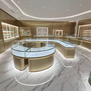 Diseño Interior de Joyería de Lujo en Acero Inoxidable con Vitrina de Vidrio LED, Muebles Personalizados para Tienda de Joyería - Product Image 3