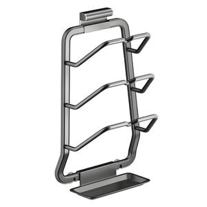 ที่วางฝาหม้อแบบติดผนัง ชั้นวางหลายชั้น ไม่ต้องเจาะผนัง สำหรับใช้ในครัว - Product Image 1