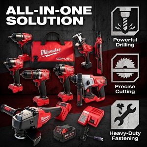 <strong>Milwaukee</strong> M18 Impact Wrench 12-Piece Industrial Tool Kit Brushless Cordless Red Fuel Screwdriver 11-In-1Combo Power Tool <strong>Set</strong> - Product Image 5
