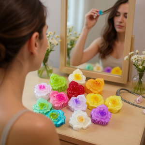 Fermaglio per capelli bicolore rosa da 7,5 cm con design floreale colorato per donne e ragazze - Product Image 2