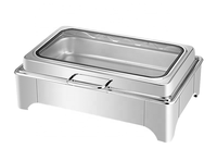 Nouveau Chauffe-Plat Rectangulaire en Acier Inoxydable pour Buffet, avec Couvercle Visible – Réchaud Professionnel pour Hôtels, Restaurants, Traiteurs