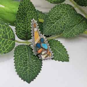 Oyster Copper <b>Turquoise</b> <b>Ring</b>, Handmade <b>Ring</b>, Gemstone <b>Ring</b>, Oval <b>Turquoise</b> Jewelry, Designer Band <b>Ring</b> - Product Image 3
