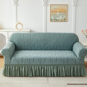 Housse de canapé extensible et douce avec jupe en feuille de lotus, protège-meubles antidérapant et lavable pour salon et décoration intérieure - Product Image 6