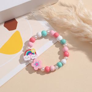 Arco Iris bohemio cuentas de madera encanto pulsera rodio plateado para niños niñ<span class=keywords><strong>as</strong></span> niños como fiesta boda o regalo - Product Image 2