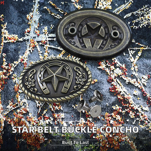 Conchos de Hebilla de Doble Tornillo de Aleación de Alta Calidad con Patrón de Estrella, 29x44mm, Impresión por Transferencia Térmica, a la Moda para Cuero, Venta al por Mayor - Product Image 1