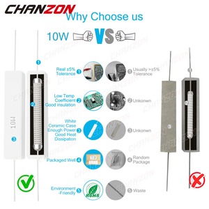 10 pièces 10W 5% ciment résistances bobinées 1 - 10K <span class=keywords><strong>Ohm</strong></span> 10Watt inductif fil fixe enroulé <span class=keywords><strong>résistance</strong></span> céramique 10 15 100 250 1K 1Kohm - Product Image 2