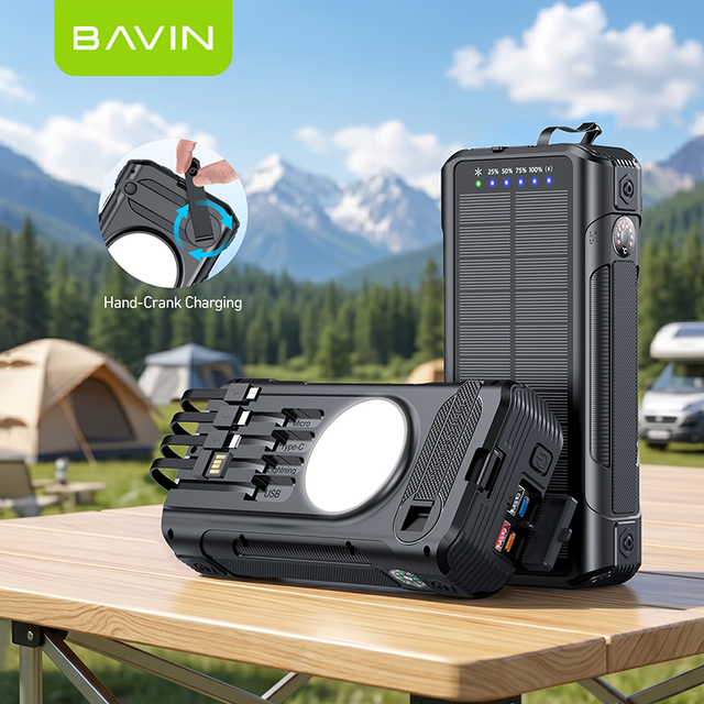 BAVIN Outdoor Camping Travel Solar High Capacity PC1250 22.5W 40000mah LED Light Power Bank